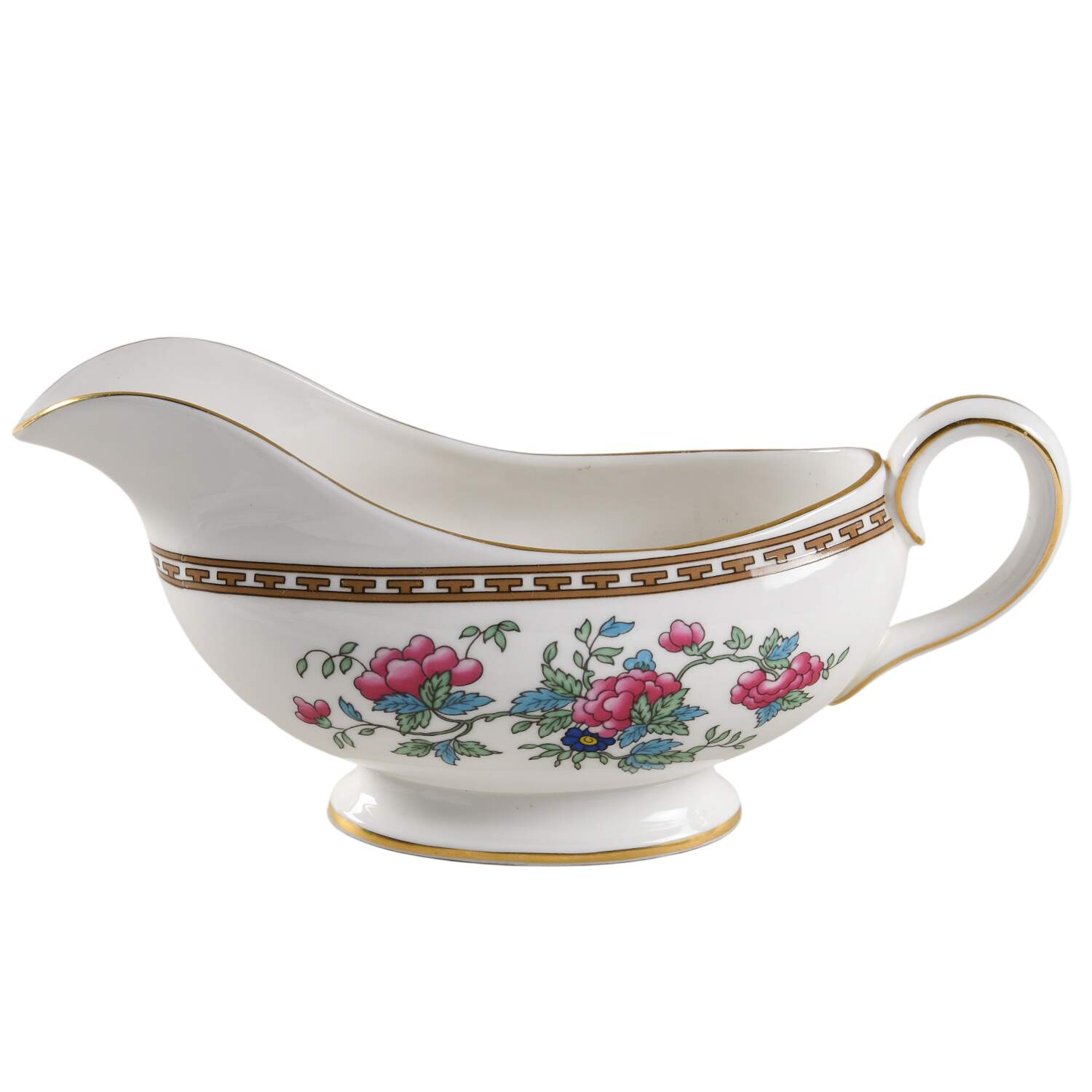 Indian Tree (Gold Trim, Gold Key, Smooth) Gravy Boat by John  Aynsley & Sons-1