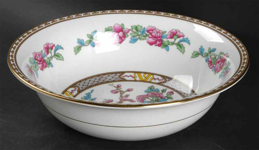 Indian Tree (Gold Trim, Gold Key, Smooth) 9" Round Vegetable Bowl by John  Aynsley & Sons-1