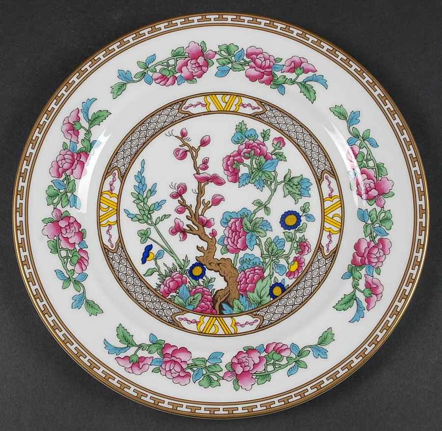 Indian Tree (Gold Trim, Gold Key, Smooth) Luncheon Plate by John  Aynsley & Sons-1