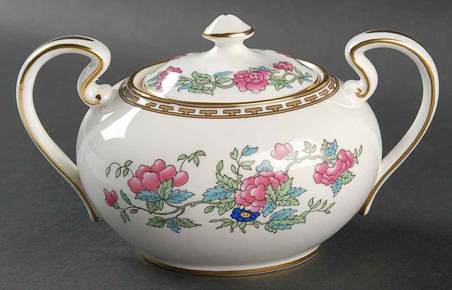 Indian Tree (Gold Trim, Gold Key, Smooth) Sugar Bowl & Lid by John  Aynsley & Sons-1