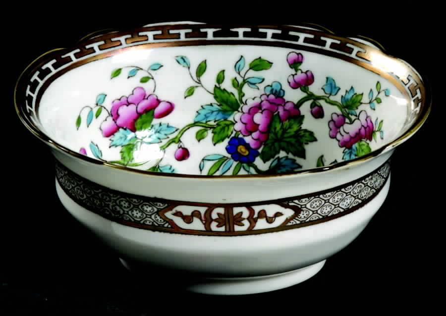 Indian Tree (Green Trim, Gold Key, Scalloped) Open Sugar Bowl by John  Aynsley & Sons-1