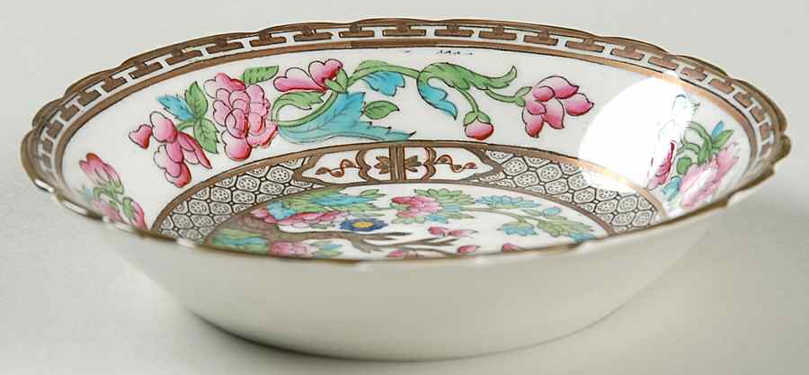 Indian Tree (Green Trim, Gold Key, Scalloped) Fruit/Dessert (Sauce) Bowl by John  Aynsley & Sons-1