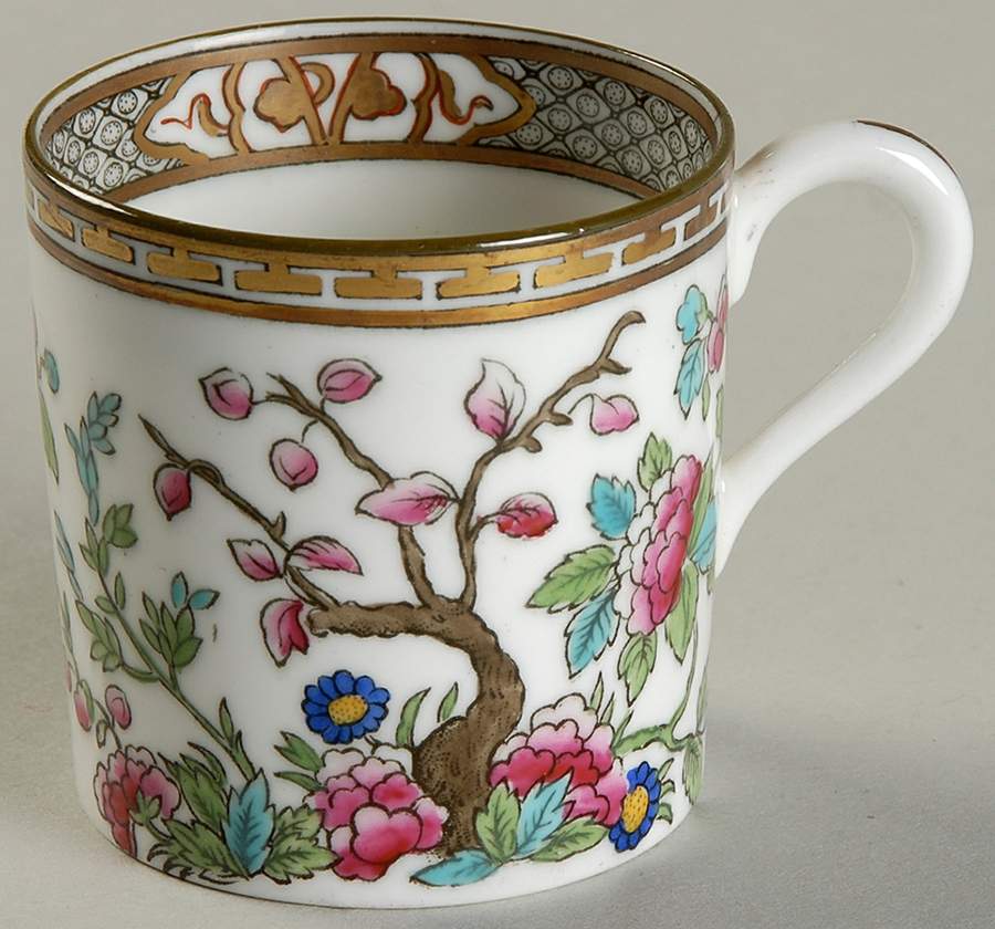 Indian Tree (Green Trim, Gold Key, Smooth) Flat Demitasse Cup by John  Aynsley & Sons-1
