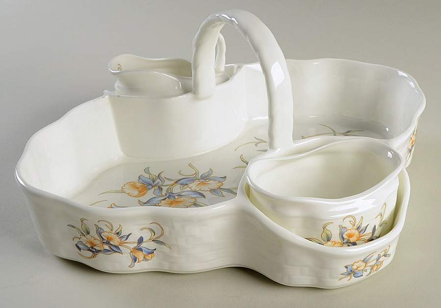 Just Orchids Strawberry Basket W/Creamer & Open Sugar by John  Aynsley & Sons-1