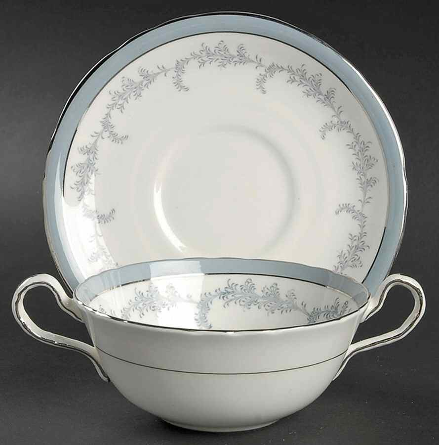 Kenmore (Scalloped) Flat Cream Soup Bowl & Saucer Set by John  Aynsley & Sons-1