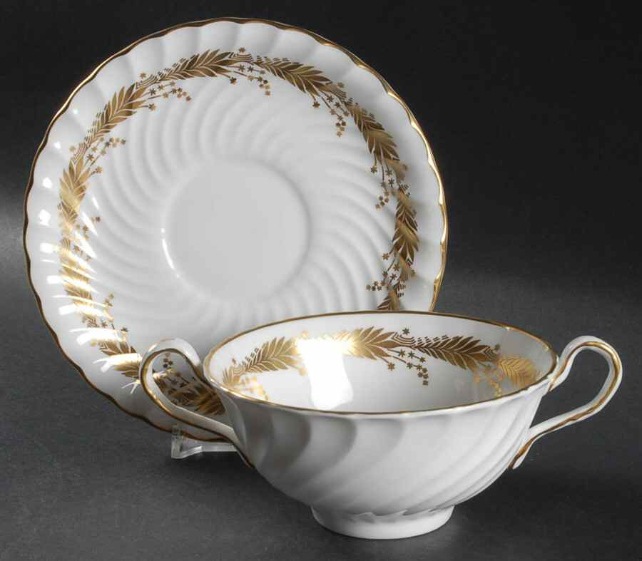 Kent Footed Cream Soup Bowl & Saucer Set by John  Aynsley & Sons-1