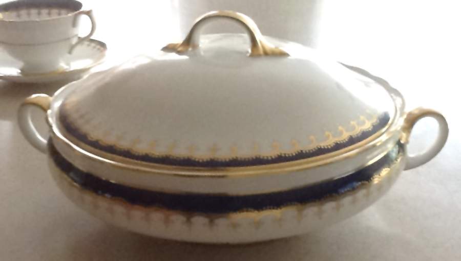Laurette Cobalt Blue Oval Covered Vegetable by John  Aynsley & Sons-1