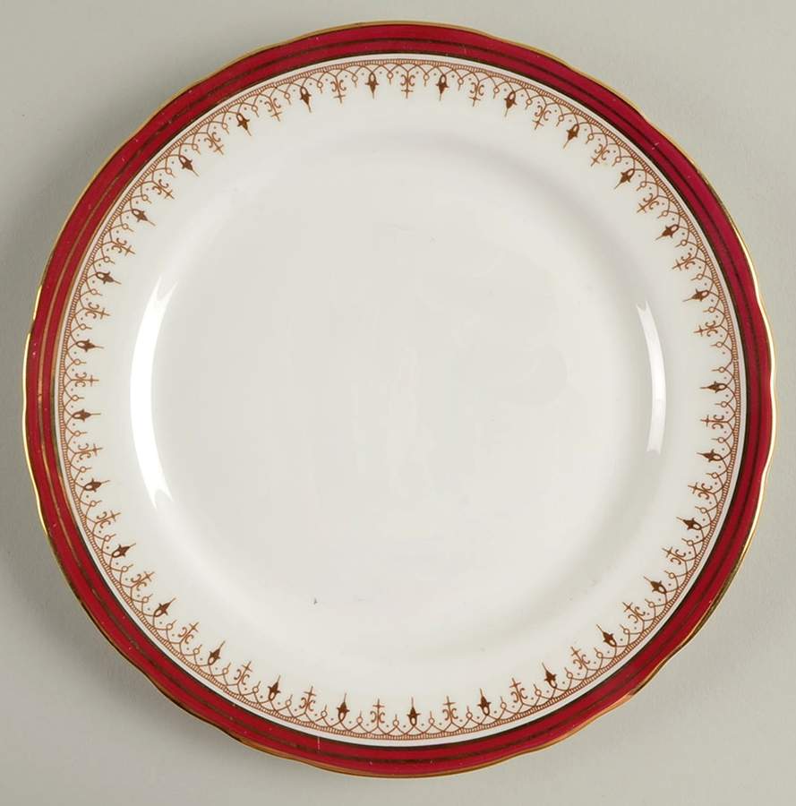 Durham Maroon (Scalloped, Not Encrusted) Salad Plate by John  Aynsley & Sons-1