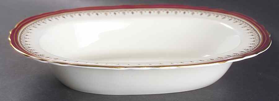 Durham Maroon (Scalloped, Not Encrusted) 10" Oval Vegetable Bowl by John  Aynsley & Sons-1