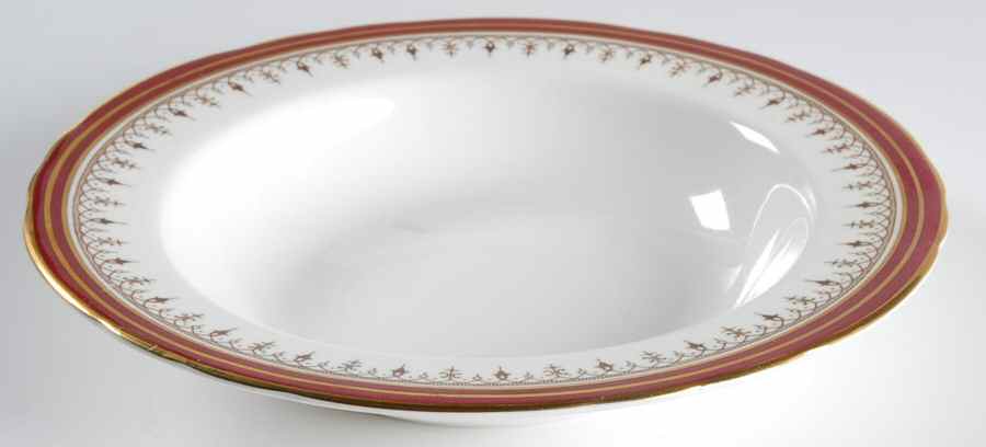 Durham Maroon (Scalloped, Not Encrusted) Rim Soup Bowl by John  Aynsley & Sons-1