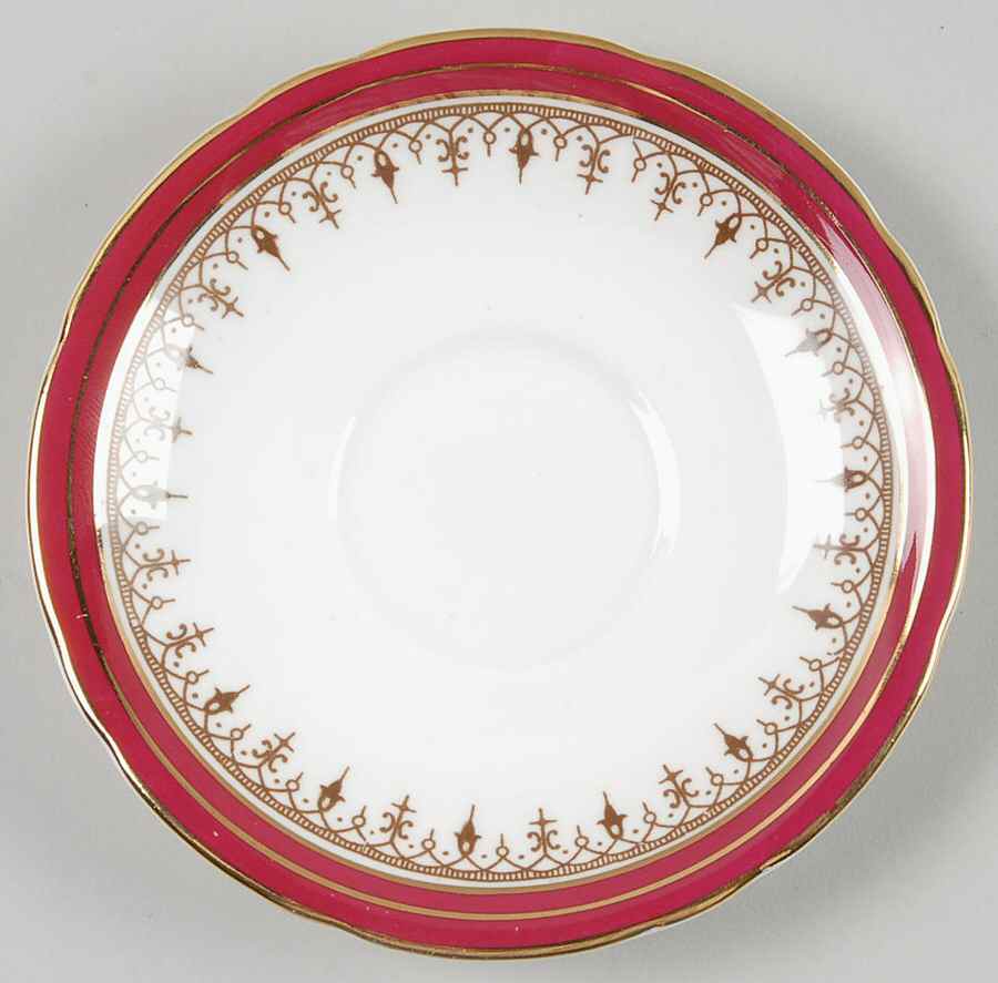 Durham Maroon (Scalloped, Not Encrusted) Saucer for Demitasse Cup by John  Aynsley & Sons-1