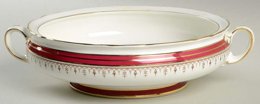 Durham Maroon (Scalloped, Not Encrusted) Round Vegetable No Lid by John  Aynsley & Sons-1