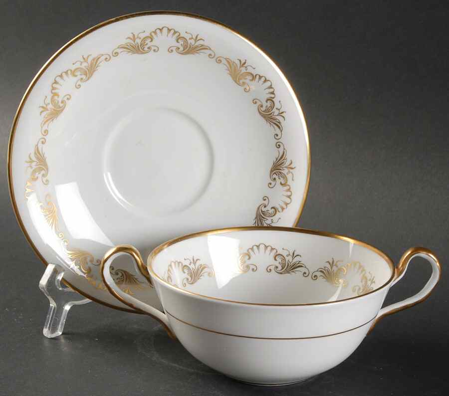 Louis XV (Smooth) Flat Cream Soup Bowl & Saucer Set by John  Aynsley & Sons-1