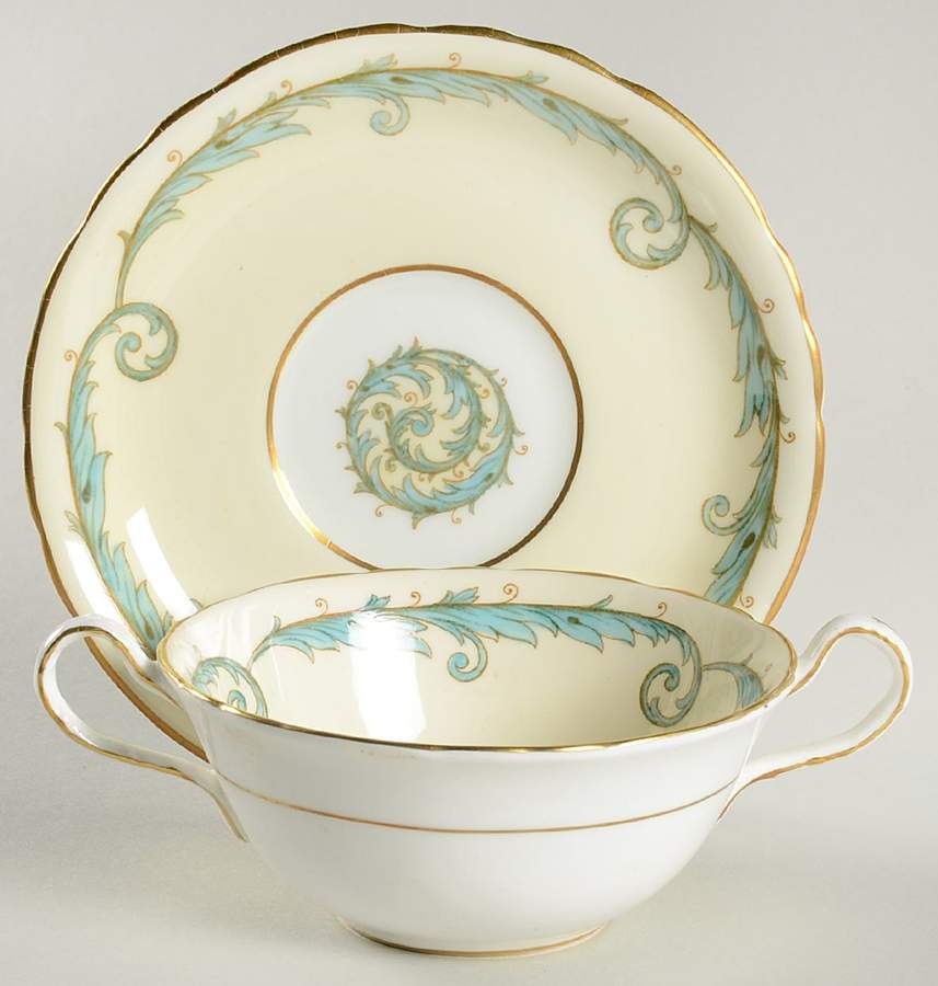 Marina Flat Cream Soup Bowl & Saucer Set by John  Aynsley & Sons-1