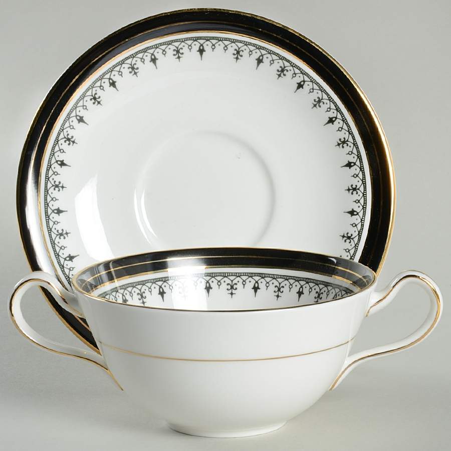 Midnight Flat Cream Soup Bowl & Saucer Set by John  Aynsley & Sons-1