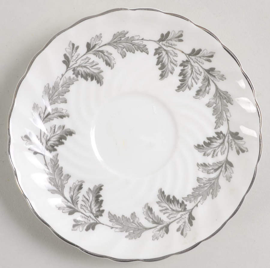 Oak Leaf Gray (Fluted) Saucer for Demitasse Cup by John  Aynsley & Sons-1