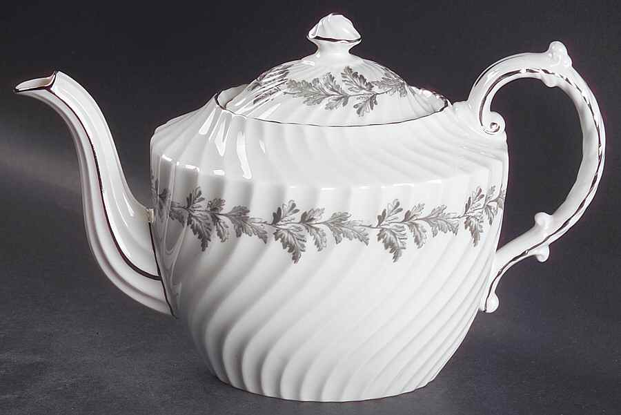 Oak Leaf Gray (Fluted) Teapot & Lid by John  Aynsley & Sons-1