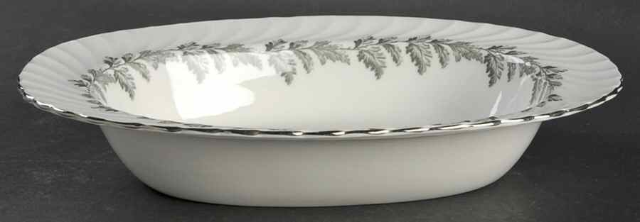 Oak Leaf Gray (Fluted) 10" Oval Vegetable Bowl by John  Aynsley & Sons-1