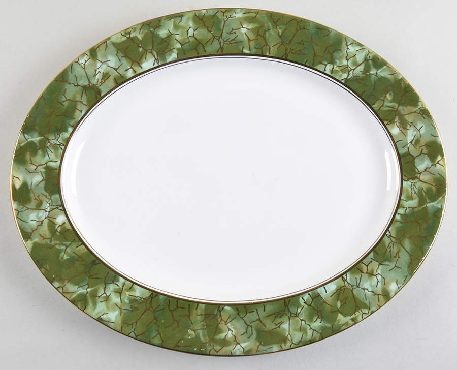 Onyx Green 13" Oval Serving Platter by John  Aynsley & Sons-1