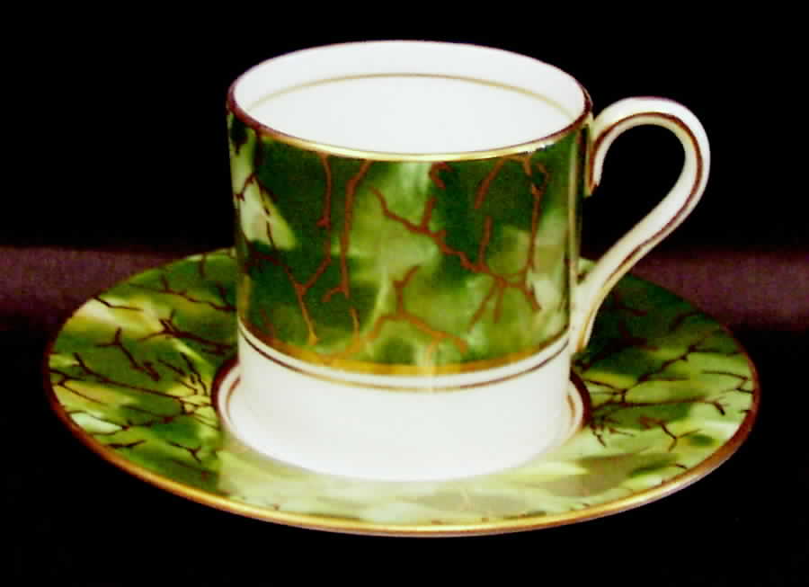 Onyx Green Flat Demitasse Cup & Saucer Set by John  Aynsley & Sons-1