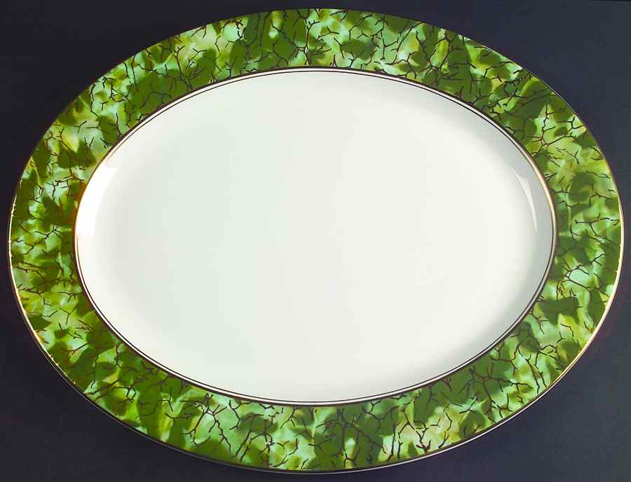 Onyx Green 15" Oval Serving Platter by John  Aynsley & Sons-1