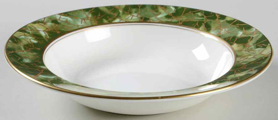Onyx Green Rim Soup Bowl by John  Aynsley & Sons-1