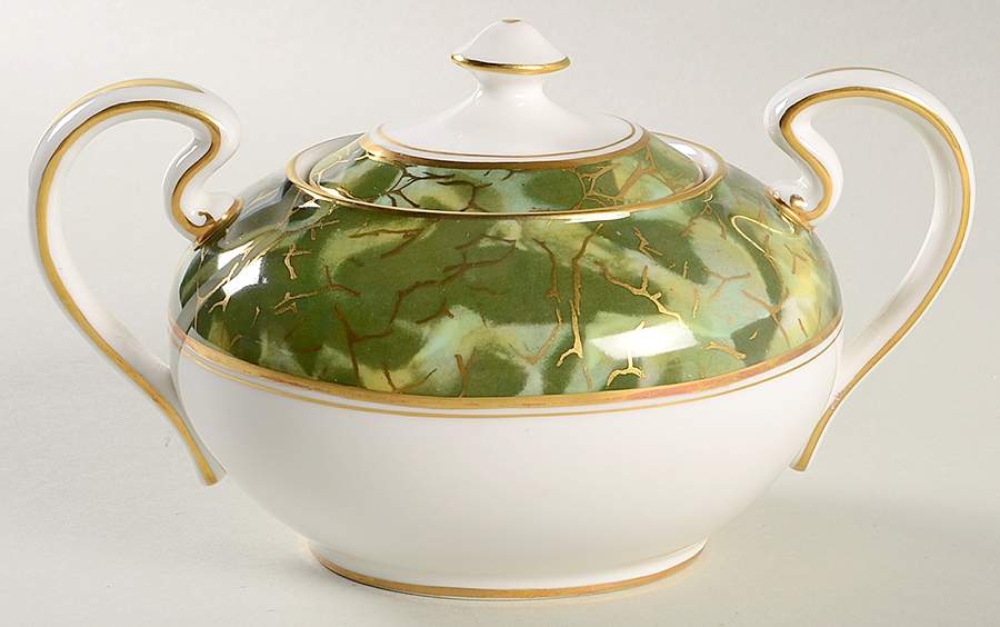 Onyx Green Sugar Bowl & Lid by John  Aynsley & Sons-1