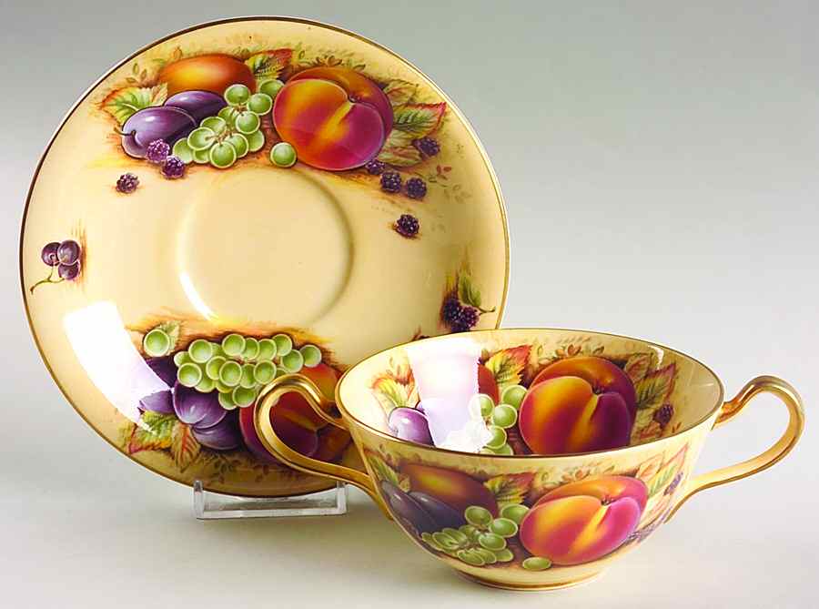 Orchard Gold Flat Cream Soup Bowl & Saucer Set by John  Aynsley & Sons-1