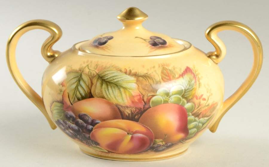 Orchard Gold Sugar Bowl & Lid by John  Aynsley & Sons-1