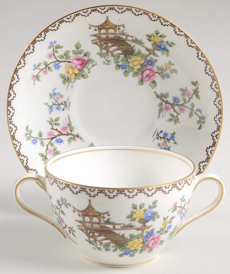 Pagoda Footed Bouillon Cup & Saucer by John  Aynsley & Sons-1