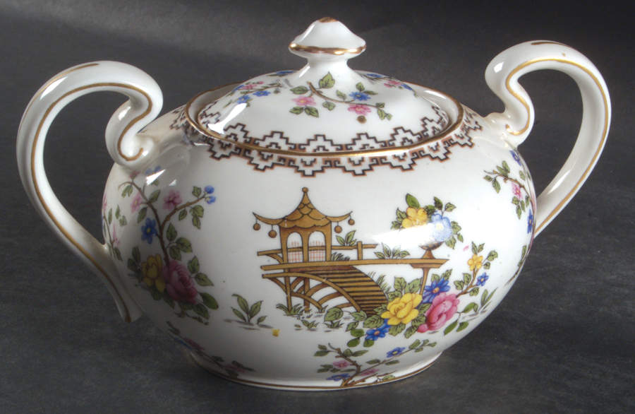 Pagoda Sugar Bowl & Lid by John  Aynsley & Sons-1