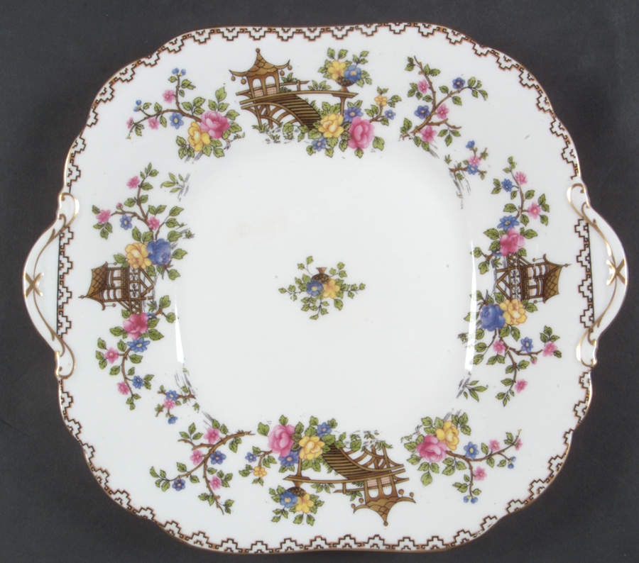 Pagoda Square Handled Cake Plate by John  Aynsley & Sons-1