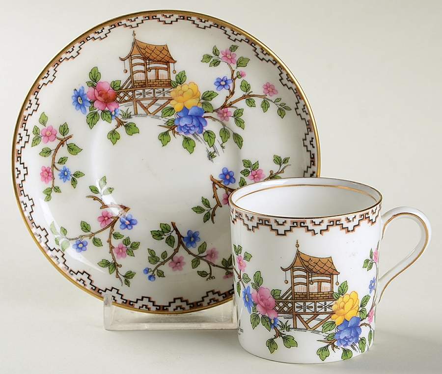 Pagoda Flat Demitasse Cup & Saucer Set by John  Aynsley & Sons-1