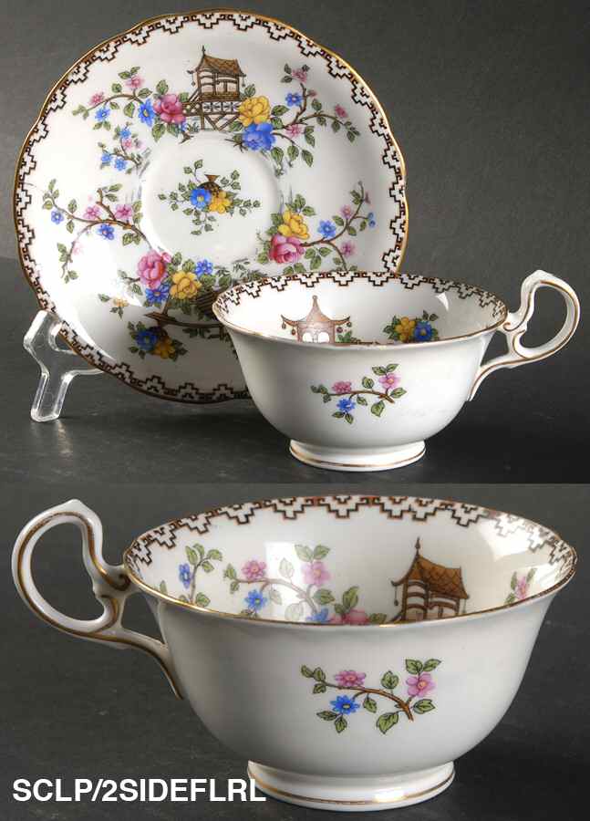 Pagoda Footed Cup & Saucer Set by John  Aynsley & Sons-1