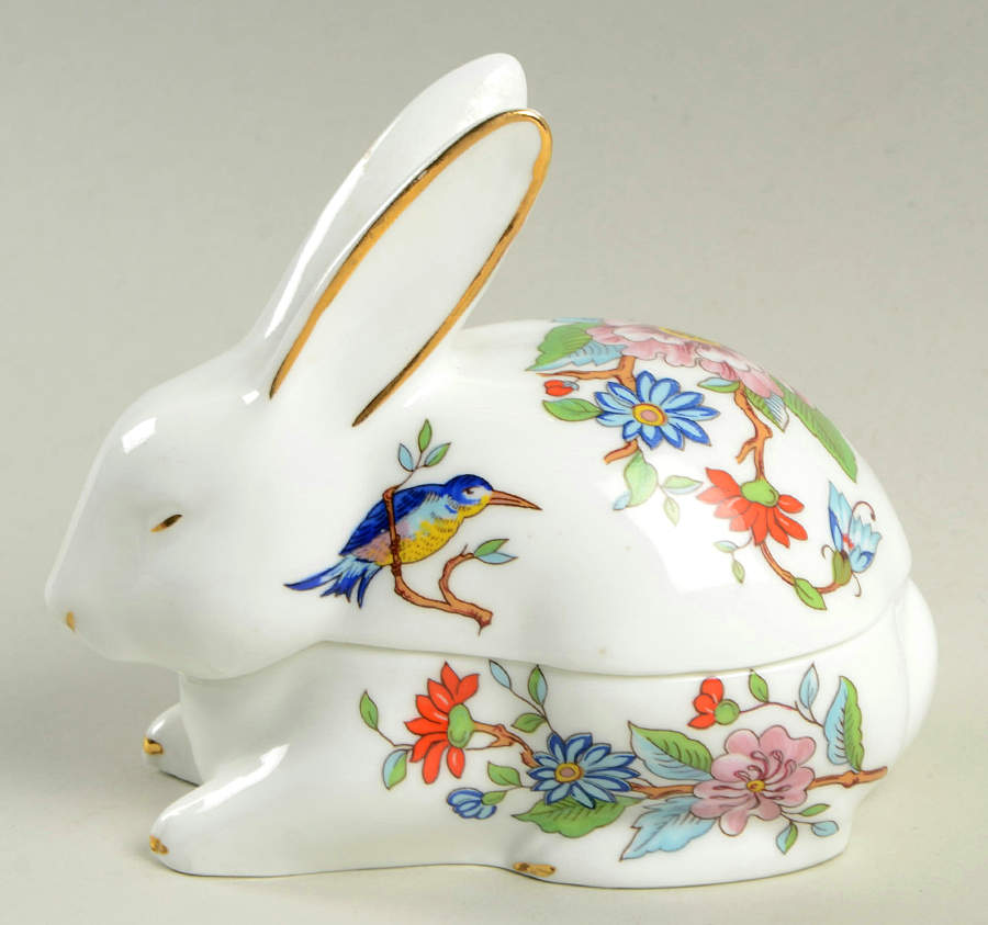 Pembroke (Gold Trim) Miniature Rabbit Box & Lid by John  Aynsley & Sons-1