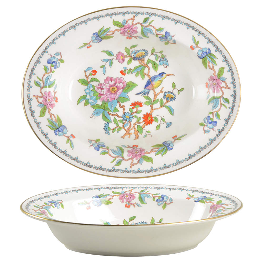 Pembroke (Gold Trim) 10" Oval Vegetable Bowl by John  Aynsley & Sons-1