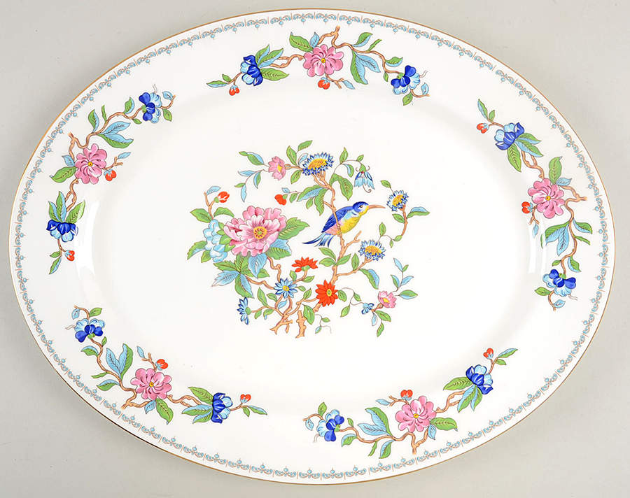 Pembroke (Gold Trim) 16" Oval Serving Platter by John  Aynsley & Sons-1
