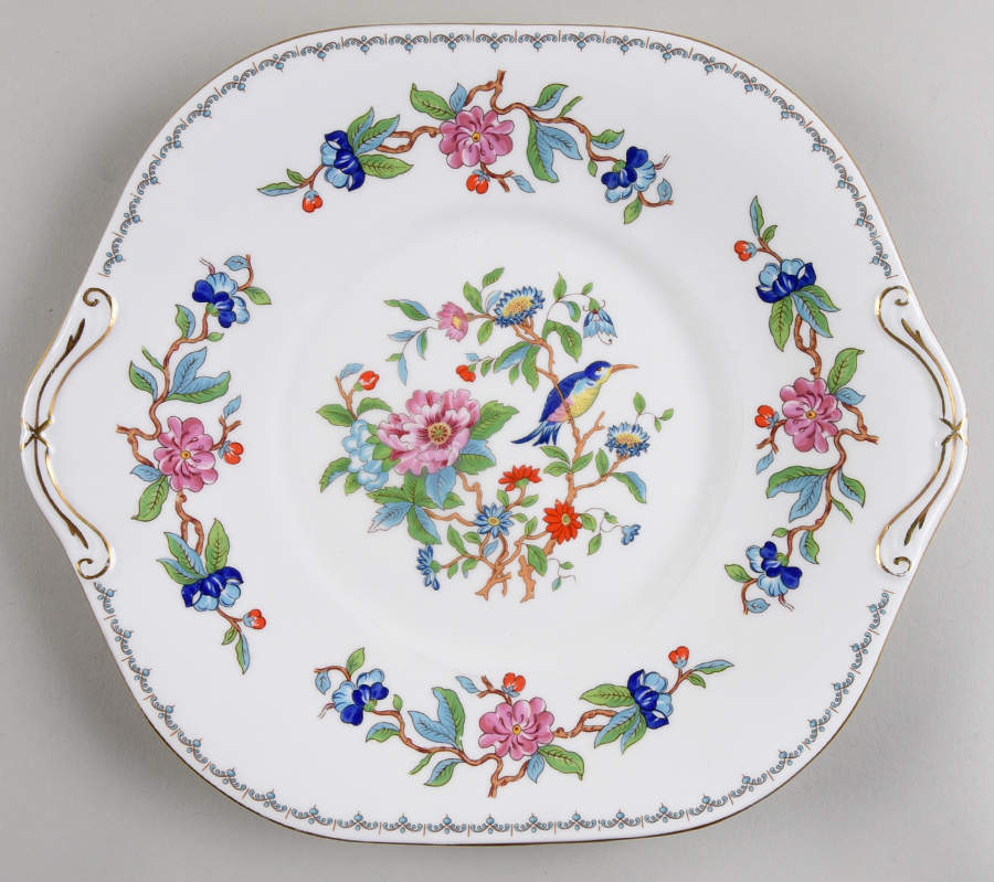 Pembroke (Gold Trim) Square Handled Cake Plate by John  Aynsley & Sons-1