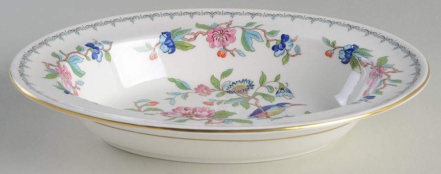 Pembroke (Gold Trim) 10" Oval Vegetable Bowl by John  Aynsley & Sons-1