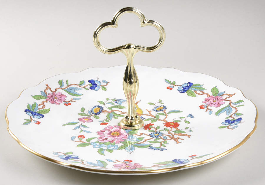 Pembroke (Gold Trim) Round Serving Plate with Handle (DP) by John  Aynsley & Sons-1