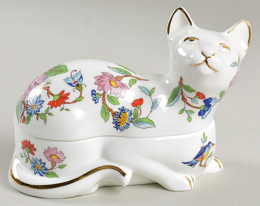 Pembroke (Gold Trim) Cat Box W/Lid by John  Aynsley & Sons-1