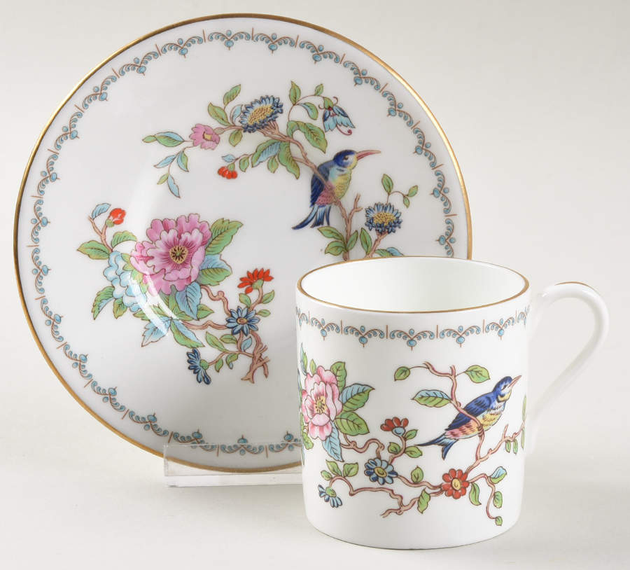 Pembroke (Gold Trim) Flat Demitasse Cup & Saucer Set by John  Aynsley & Sons-1