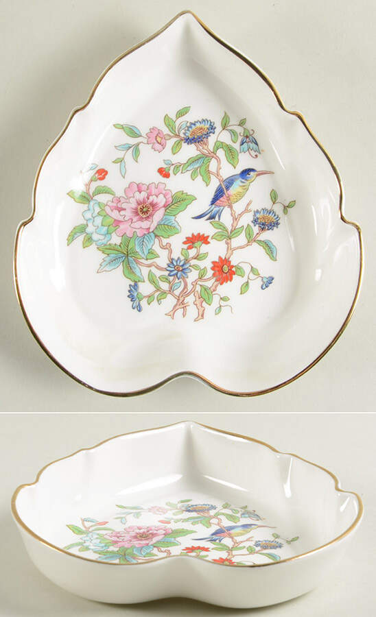 Pembroke (Gold Trim) Small Leaf Dish by John  Aynsley & Sons-1