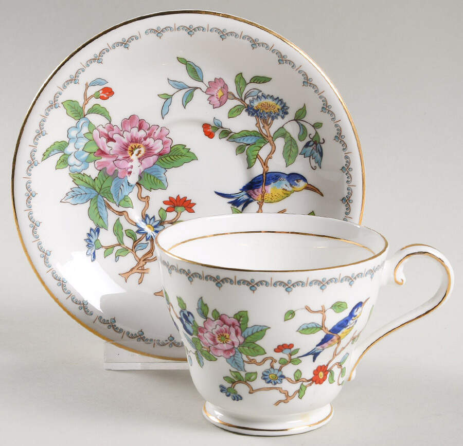 Pembroke (Gold Trim) Footed Cup & Saucer Set by John  Aynsley & Sons-1