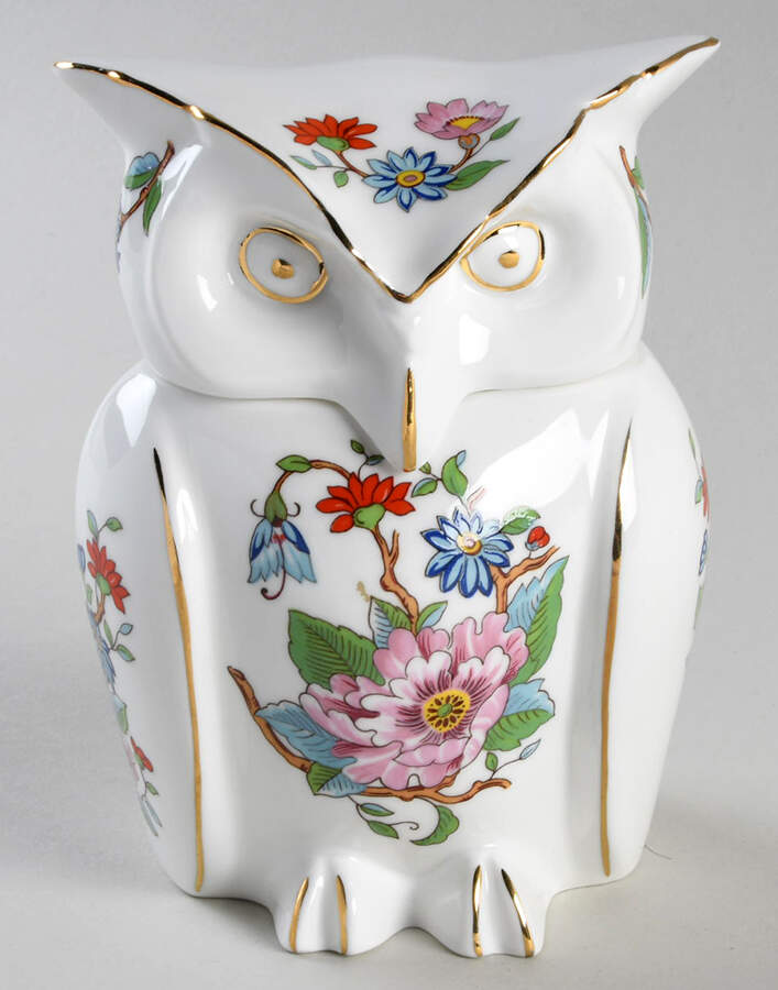 Pembroke (Gold Trim) Owl Box & Lid by John  Aynsley & Sons-1