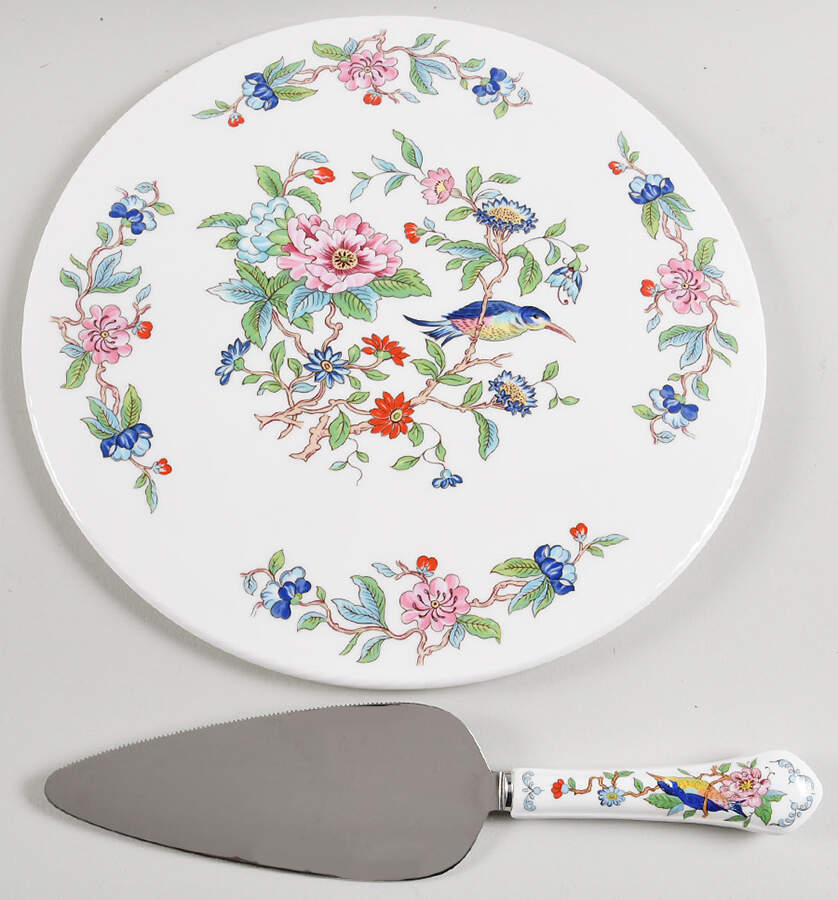 Pembroke (Gold Trim) Cake Plate & Server Set (Boxed) by John  Aynsley & Sons-1