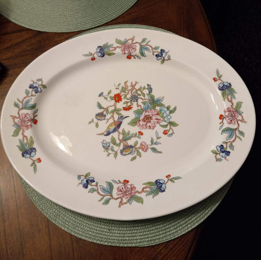 Pembroke (Gold Trim) 15" Oval Serving Platter by John  Aynsley & Sons-1