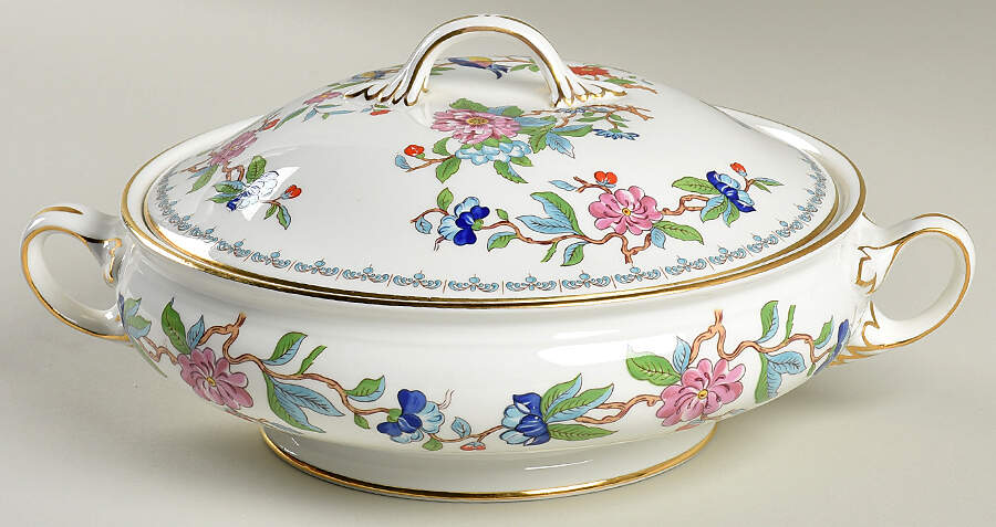 Pembroke (Gold Trim) Round Covered Vegetable by John  Aynsley & Sons-1