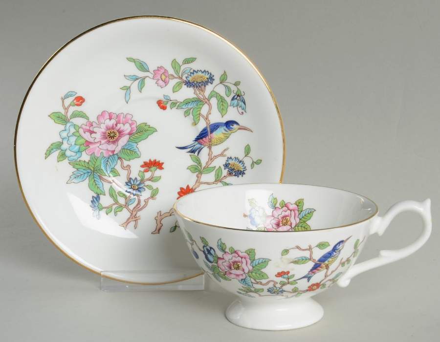 Pembroke (Gold Trim) Footed Cup & Saucer Set by John  Aynsley & Sons-1