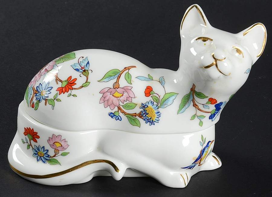 Pembroke (Gold Trim) Cat Box W/Lid by John  Aynsley & Sons-1
